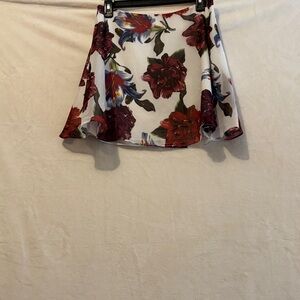 Privacy Please Floral Skater Skirt - Red and Blue